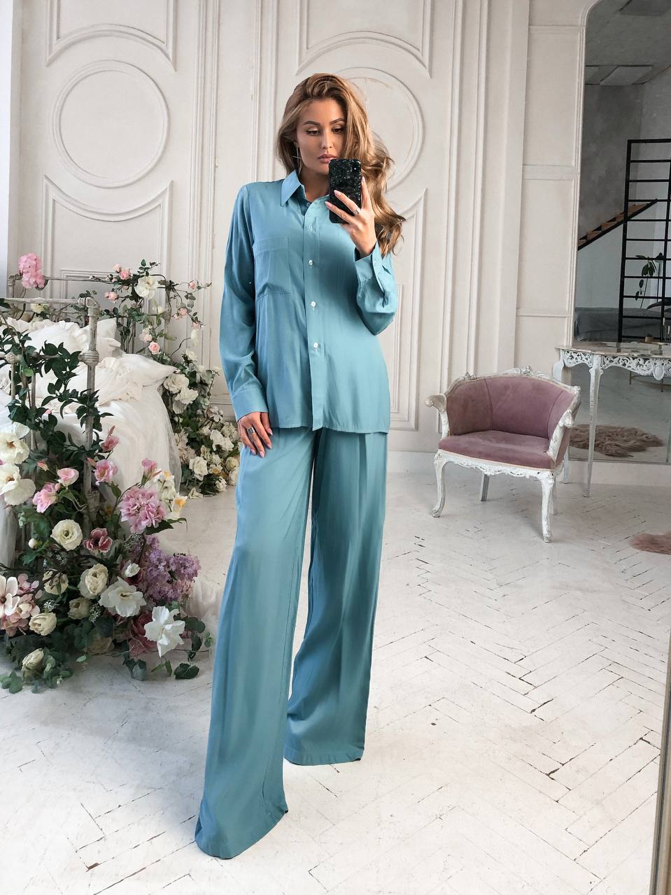 Shirt & High Waist Pants 2-Piece Set