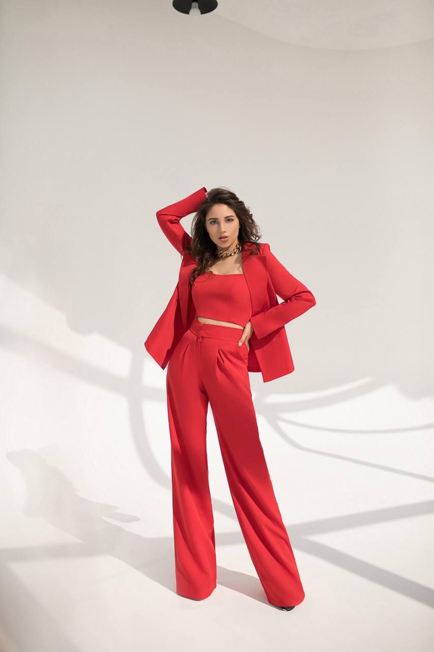 Belted Wide-Leg Suit 3-Piece
