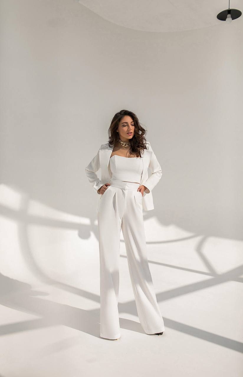 Belted Wide-Leg Suit 3-Piece