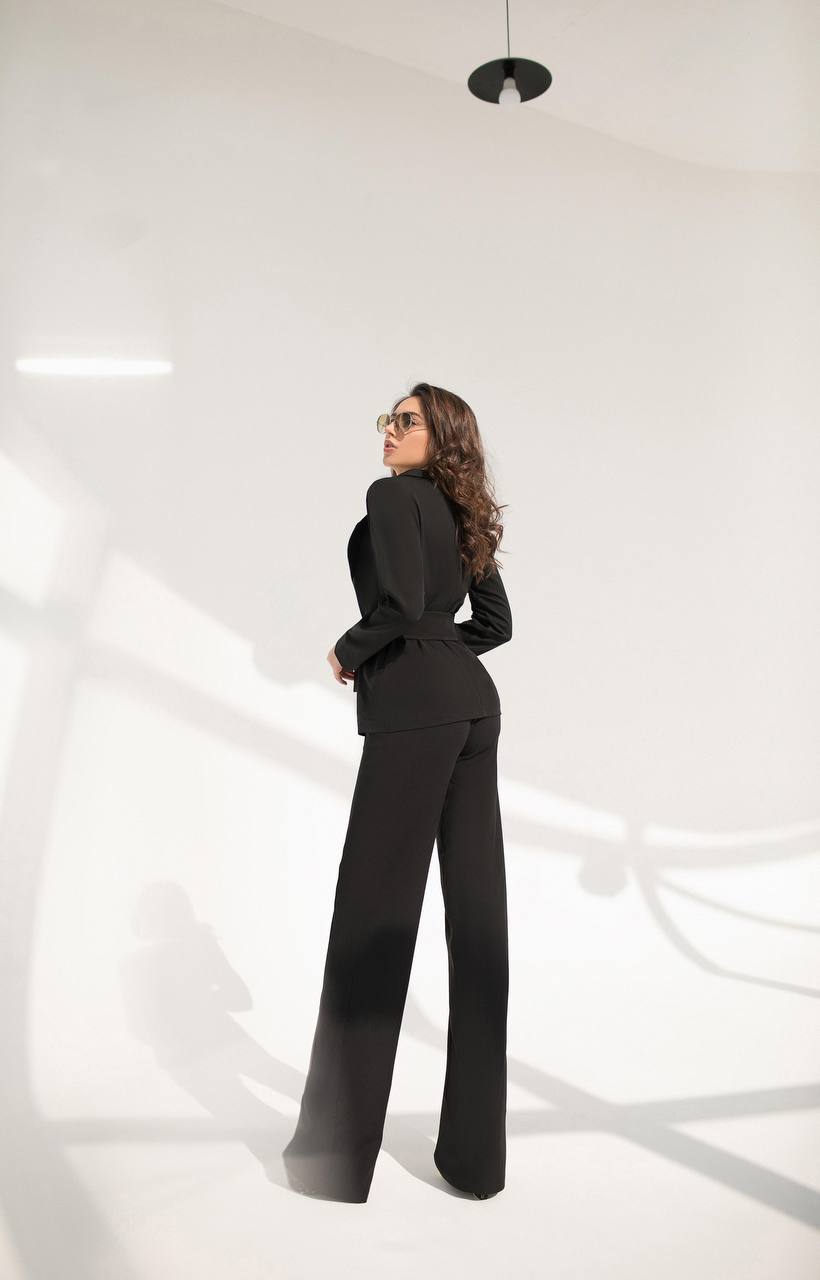 Belted Wide-Leg Suit 3-Piece