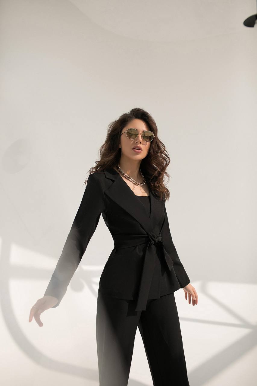Belted Wide-Leg Suit 3-Piece