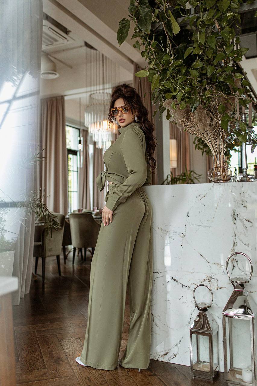 Shirt & High Waist Pants 2-Piece Set