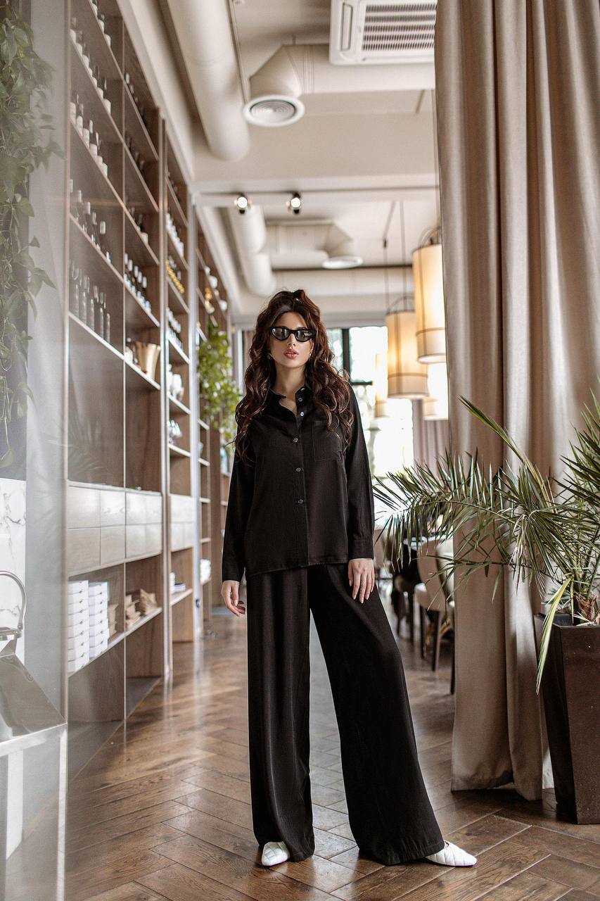 Shirt & High Waist Pants 2-Piece Set