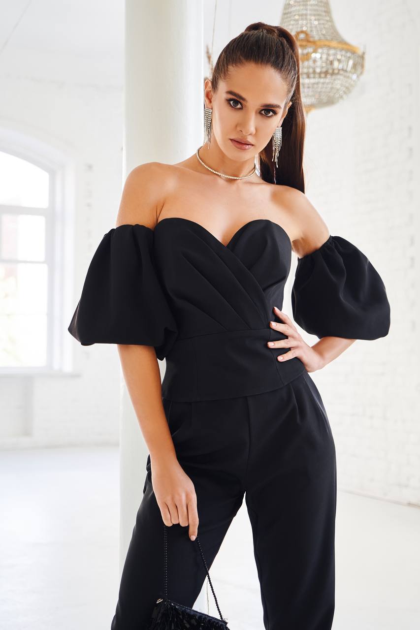 Corseted Strapless Top & High Waisted Regular Fit Pants 2-Piece Set