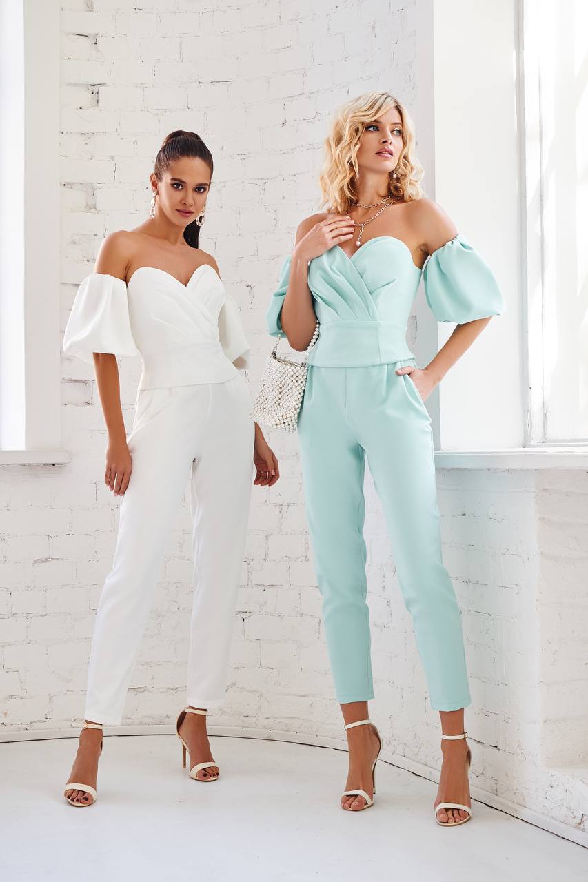 Corseted Strapless Top & High Waisted Regular Fit Pants 2-Piece Set