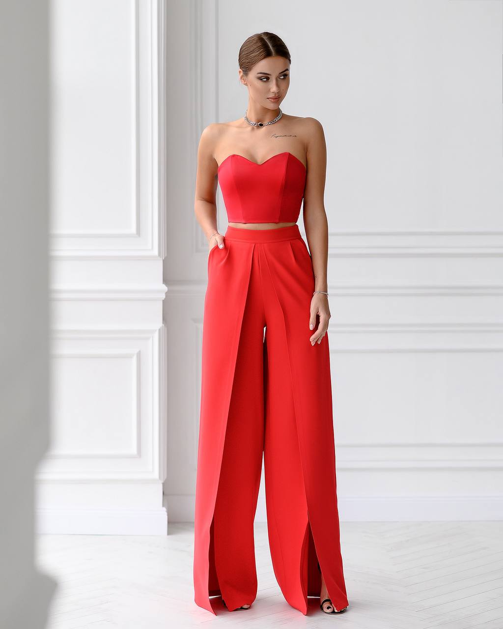 High Waist Slit Cuff Сulottes