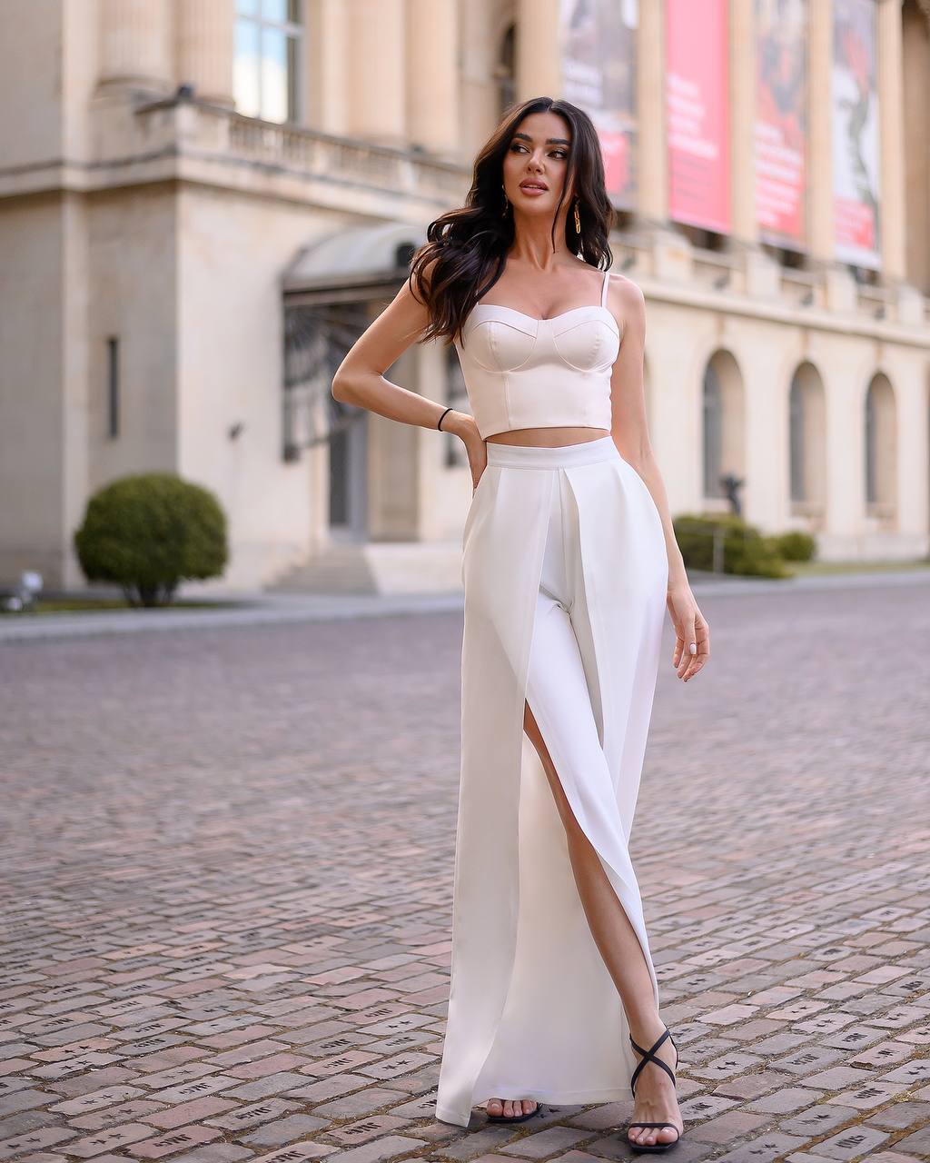 High Waist Slit Cuff Сulottes
