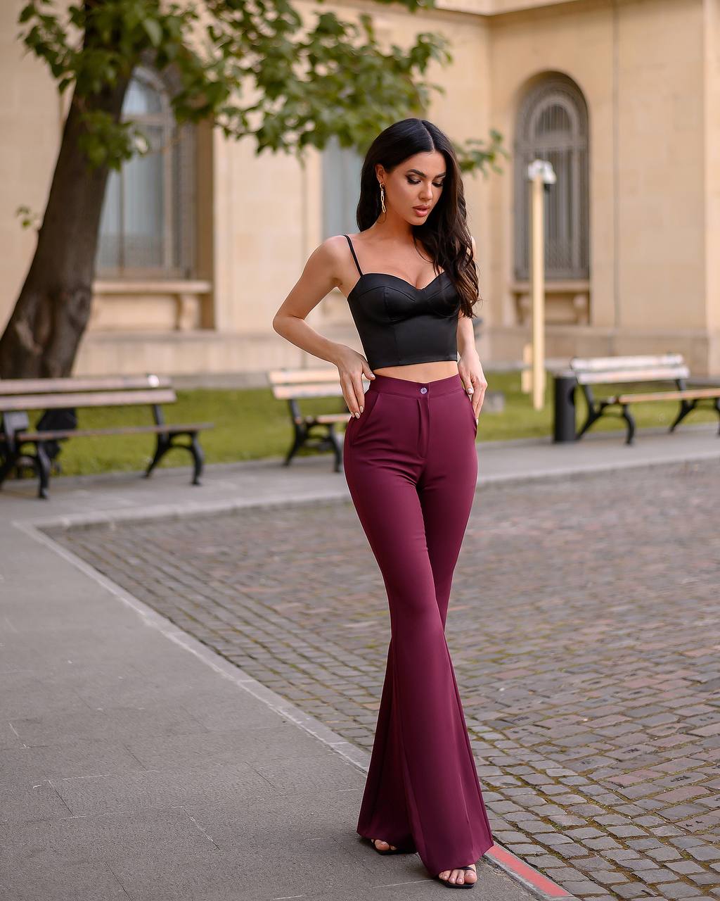 Waist Fitted Flared Pants