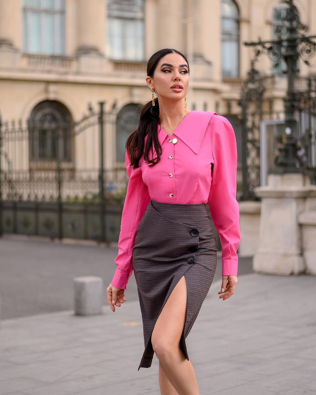 Puff Sleeve Collared Blouse
