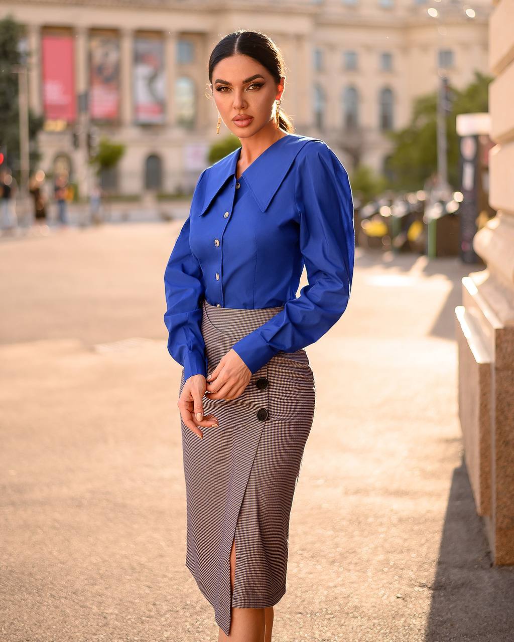 Puff Sleeve Collared Blouse