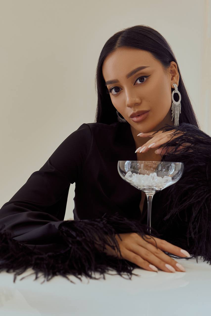 Silk Feather Sleeve Blouse