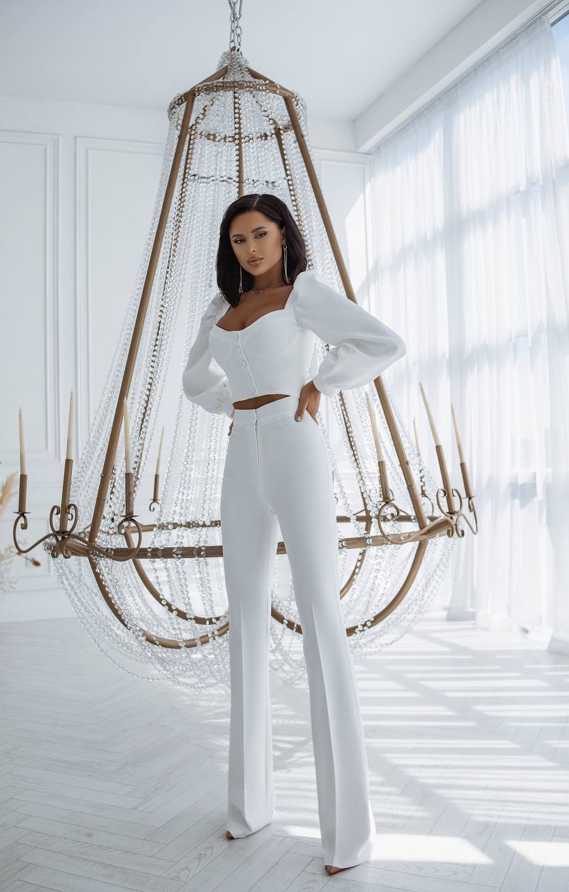Sweetheart Top & Flared Pants 2-Piece Set