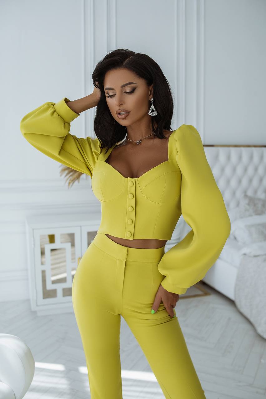 Sweetheart Top & Flared Pants 2-Piece Set