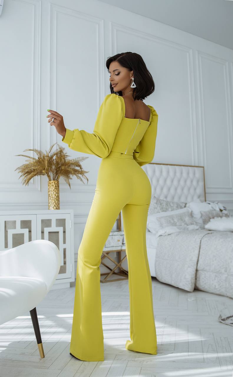Sweetheart Top & Flared Pants 2-Piece Set