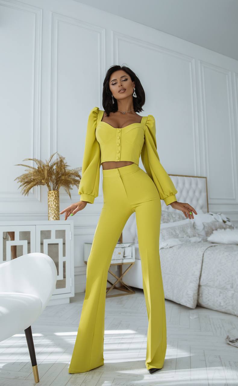 Sweetheart Top & Flared Pants 2-Piece Set