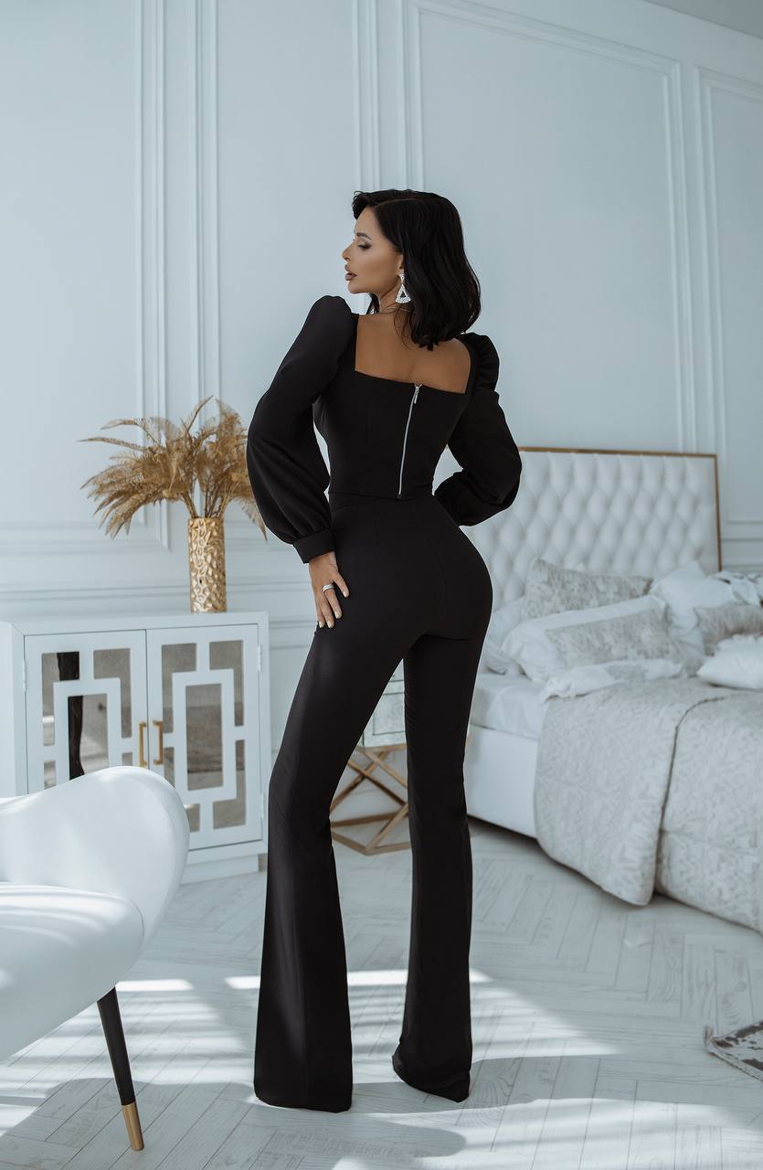 Sweetheart Top & Flared Pants 2-Piece Set