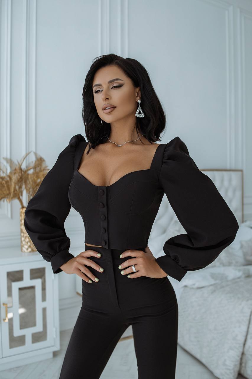 Sweetheart Top & Flared Pants 2-Piece Set
