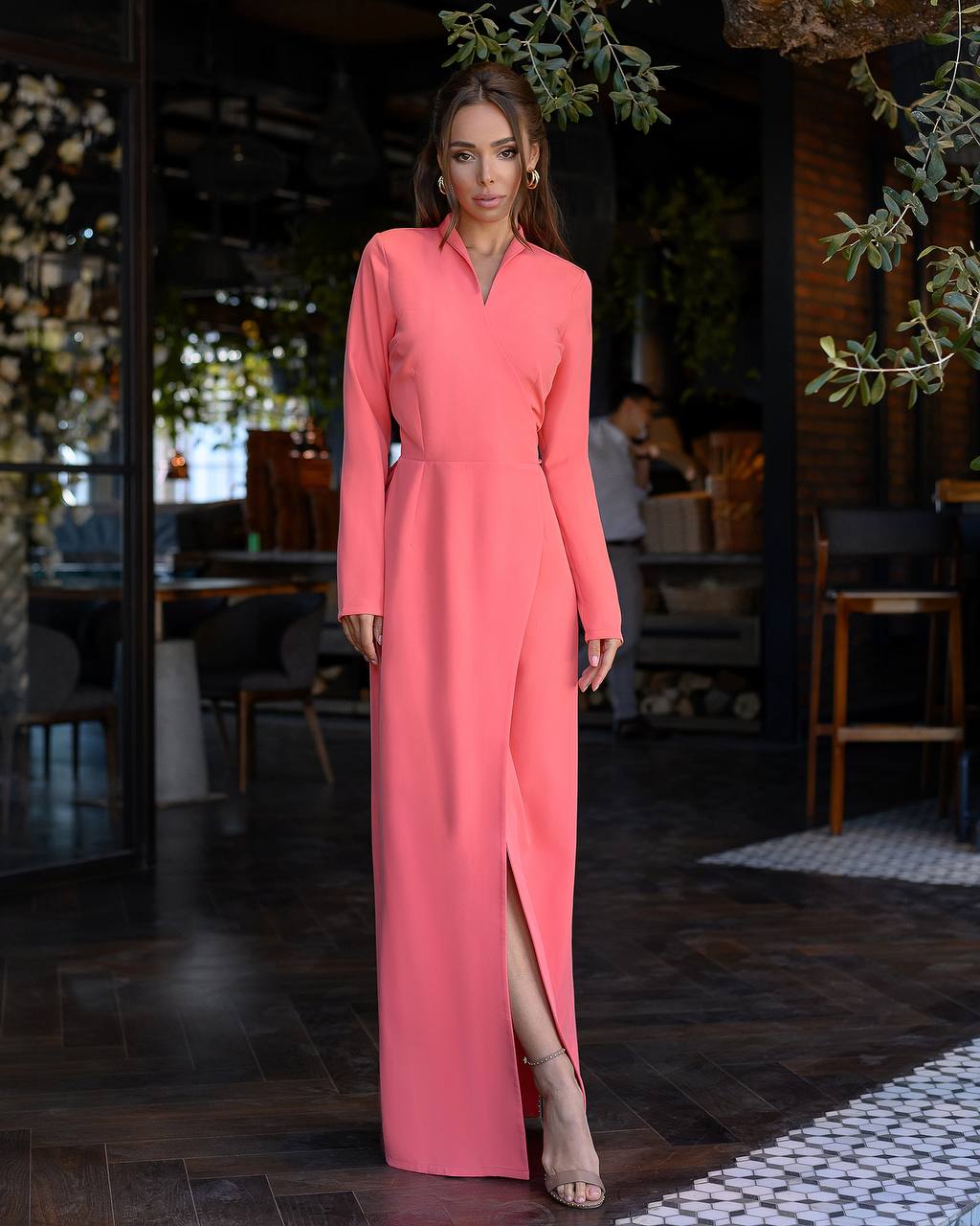 Wrap Long Sleeve Maxi Dress