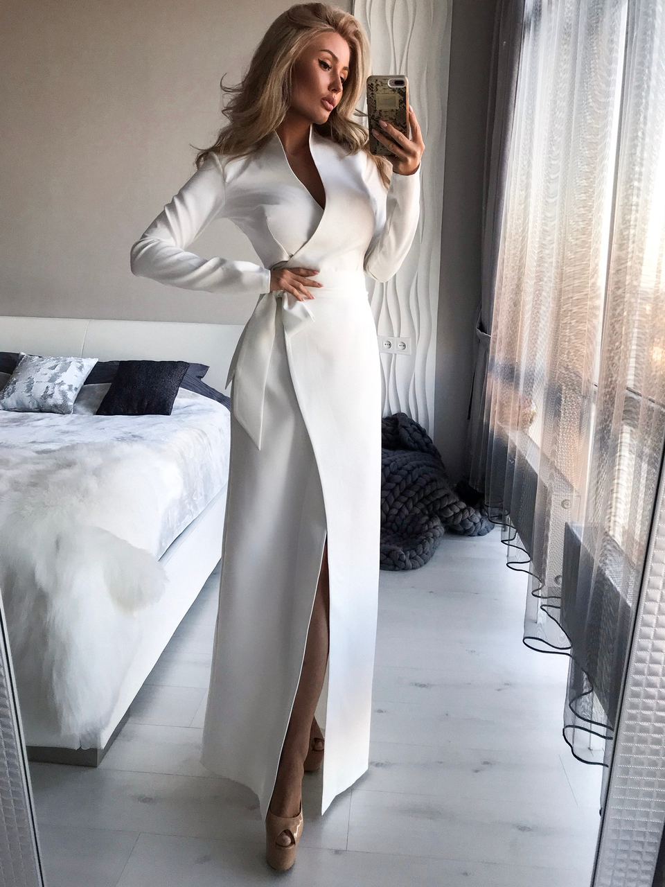 Wrap Long Sleeve Maxi Dress