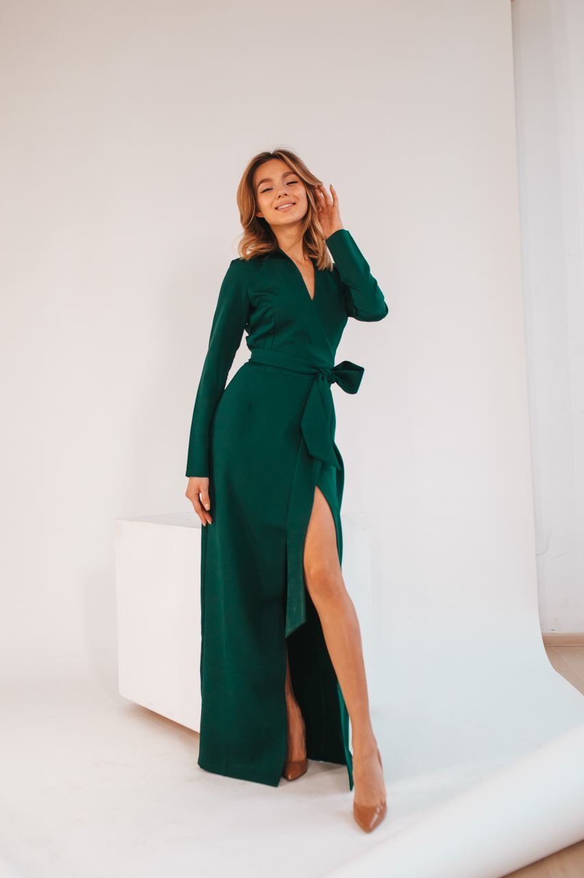 Wrap Long Sleeve Maxi Dress