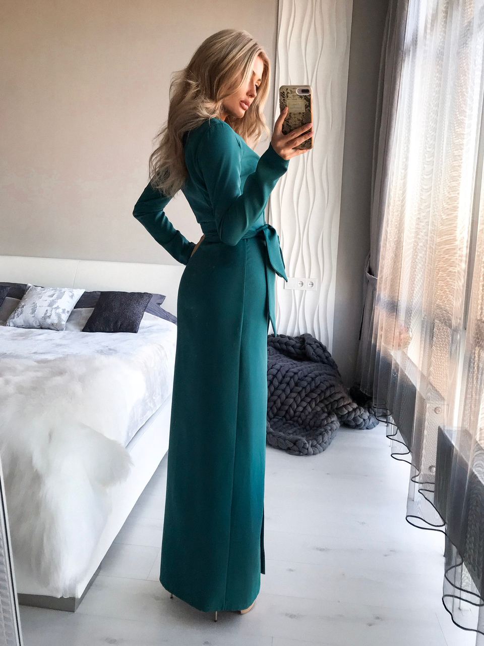 Wrap Long Sleeve Maxi Dress