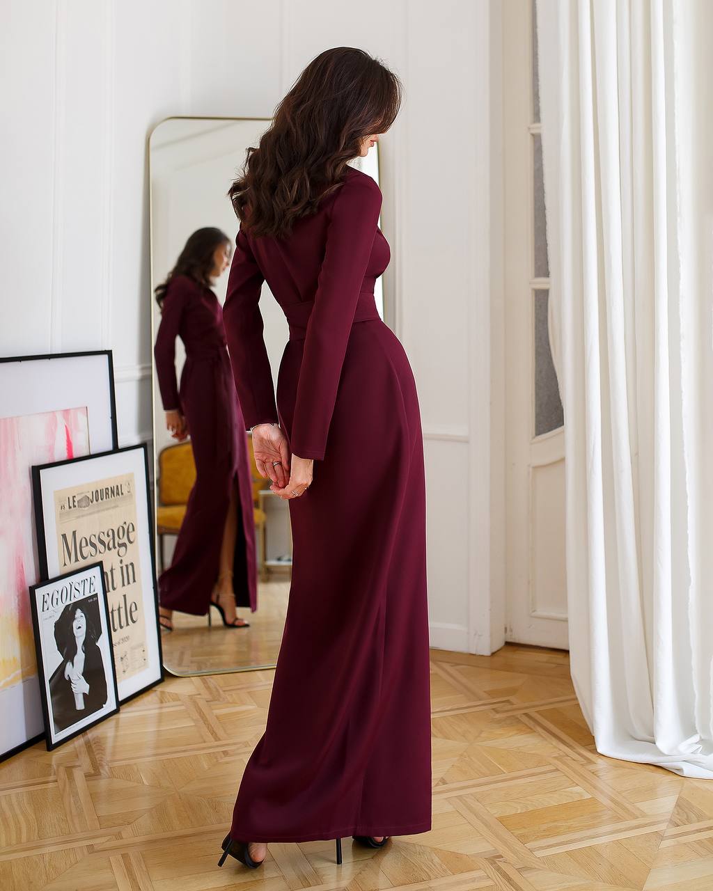 Wrap Long Sleeve Maxi Dress