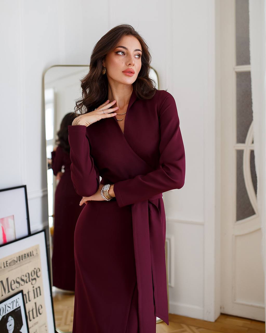 Wrap Long Sleeve Maxi Dress