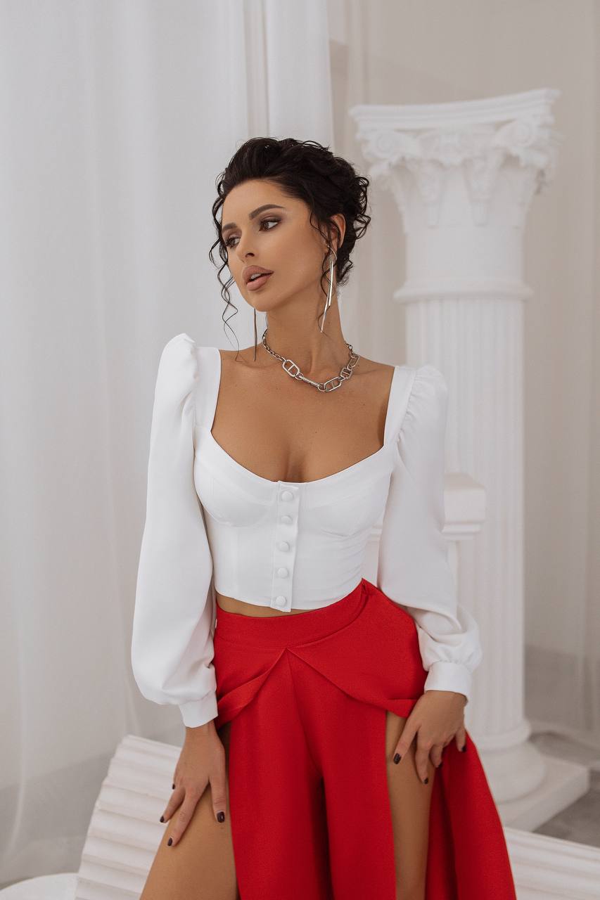 Sweetheart Puff-Sleeve Blouse