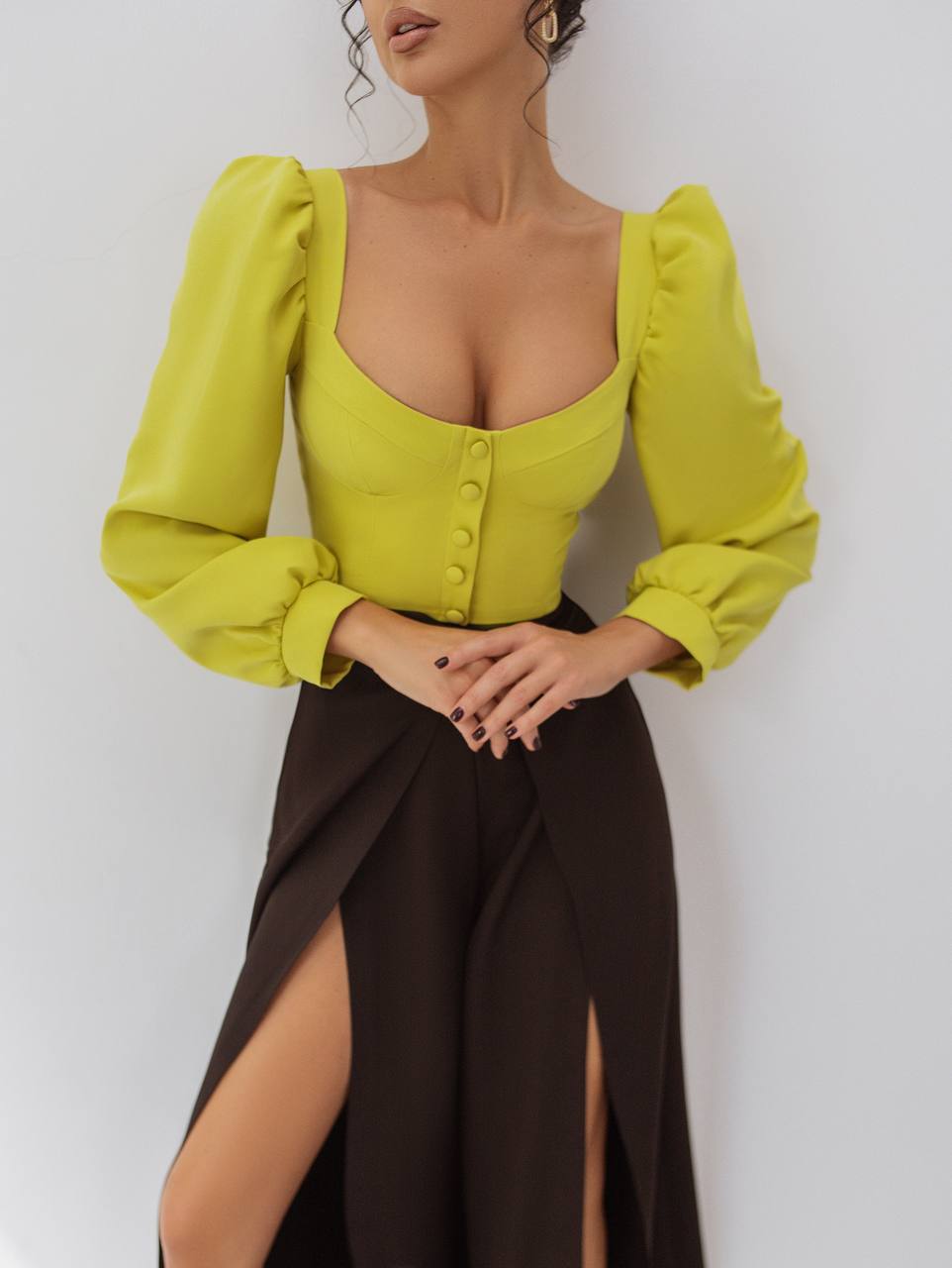 Sweetheart Puff-Sleeve Blouse