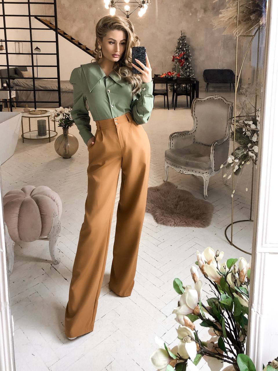 Waist Fitted Palazzo Pants