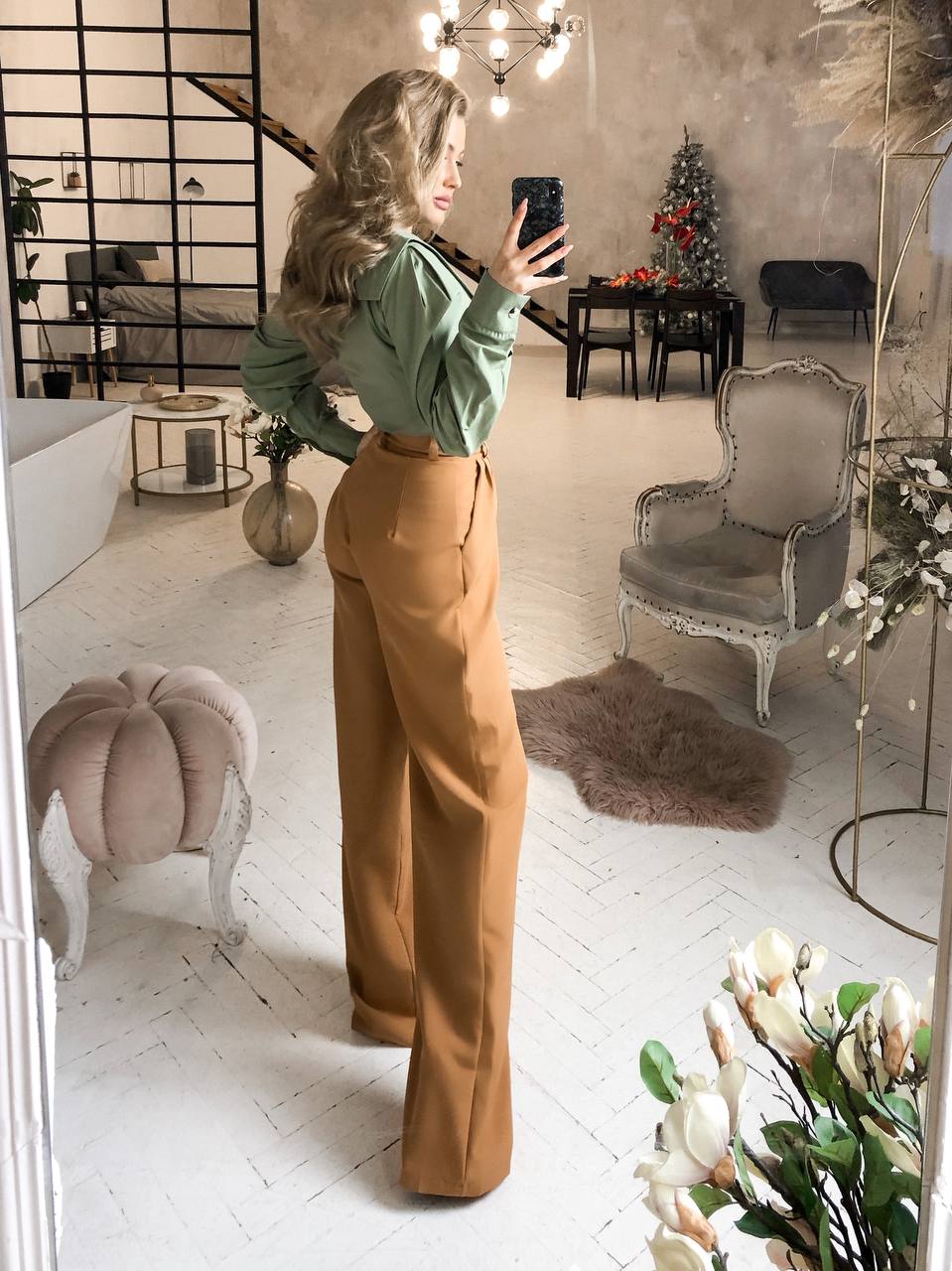 Waist Fitted Palazzo Pants