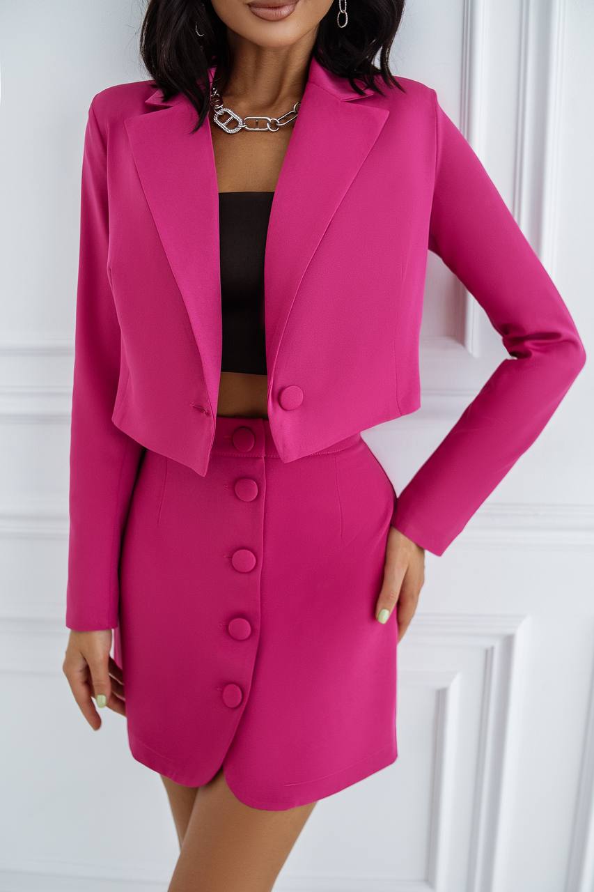 Crop Jacket Skirt Suit 2- Piece