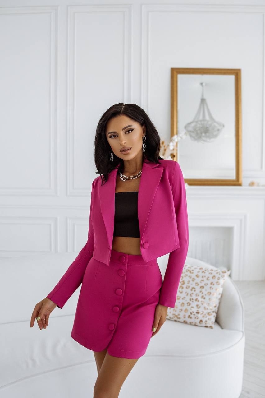 Crop Jacket Skirt Suit 2- Piece