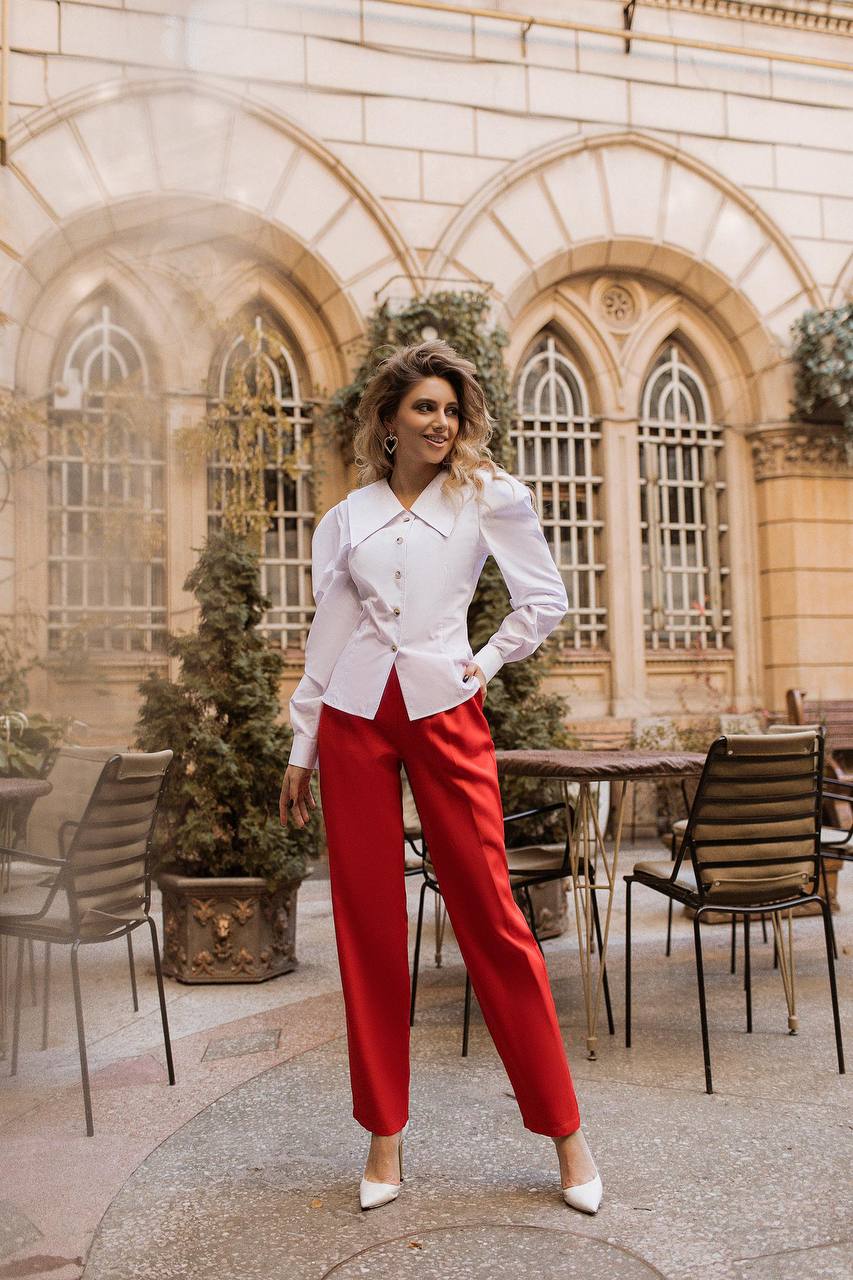 Puff Sleeve Collared Blouse