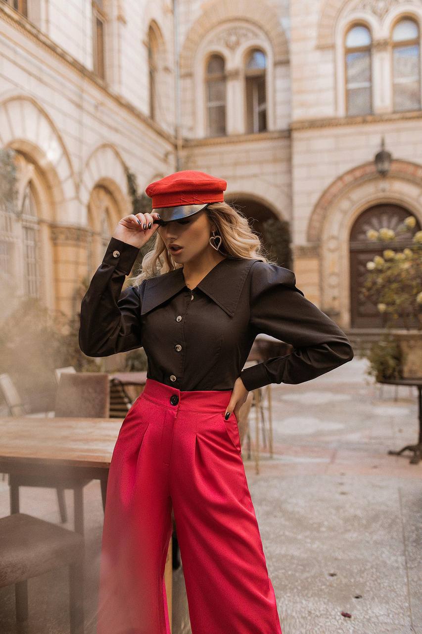 Puff Sleeve Collared Blouse
