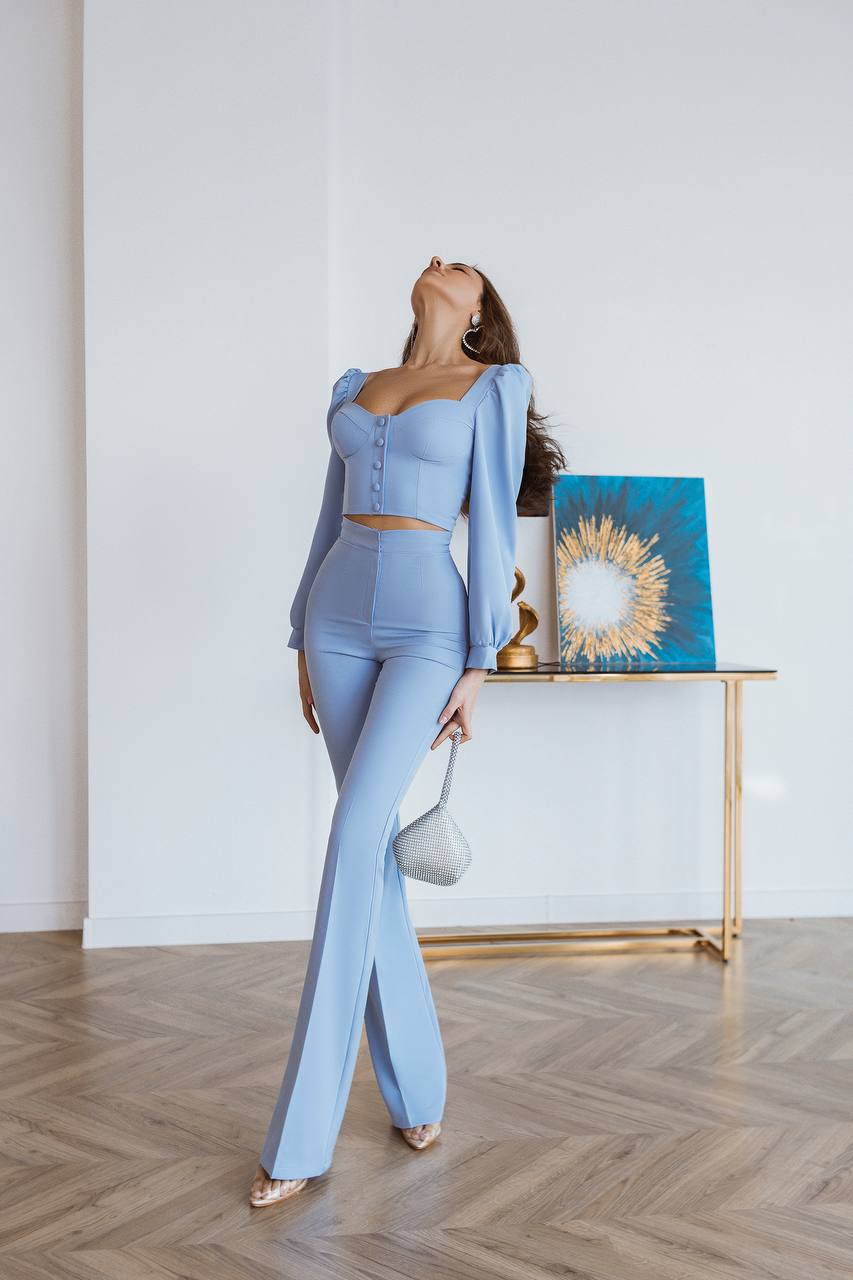 Sweetheart Top & Flared Pants 2-Piece Set