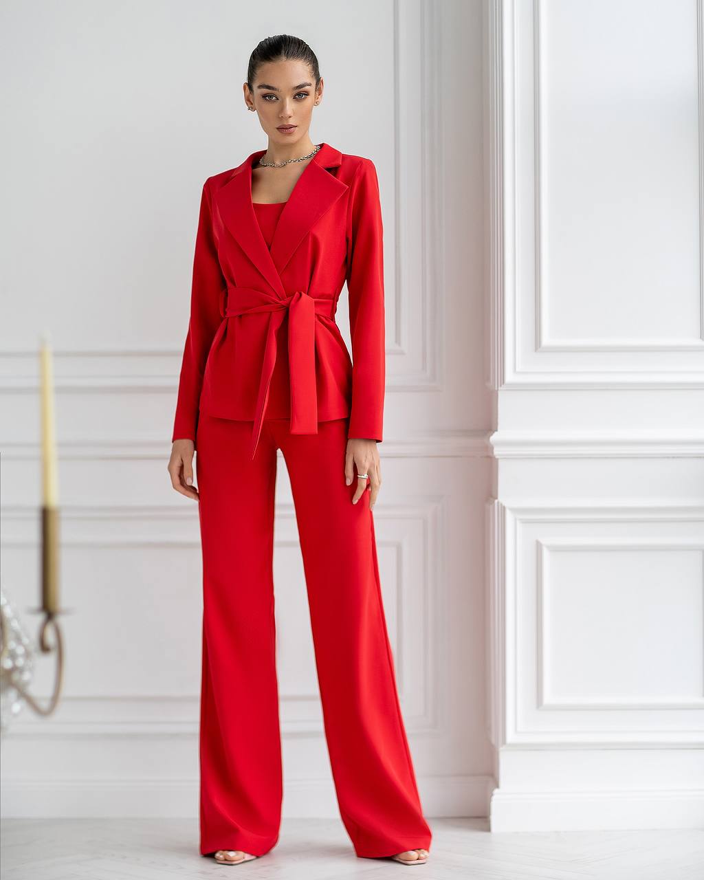 Belted Wide-Leg Suit 3-Piece