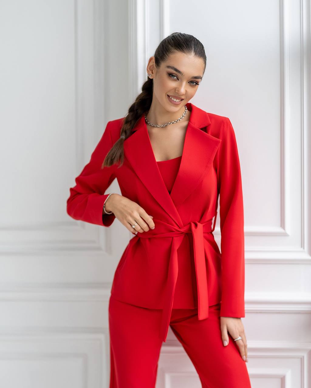 Belted Wide-Leg Suit 3-Piece