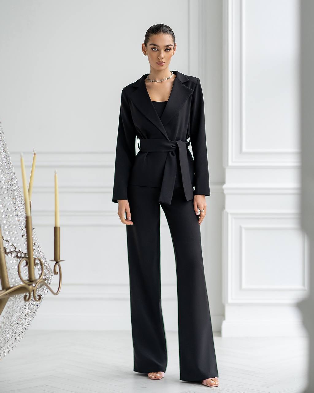 Belted Wide-Leg Suit 3-Piece