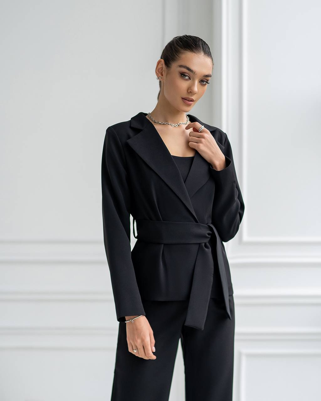 Belted Wide-Leg Suit 3-Piece