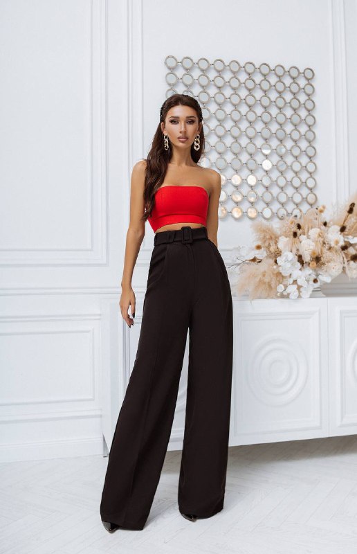 Palazzo High Rise Pants with Belt