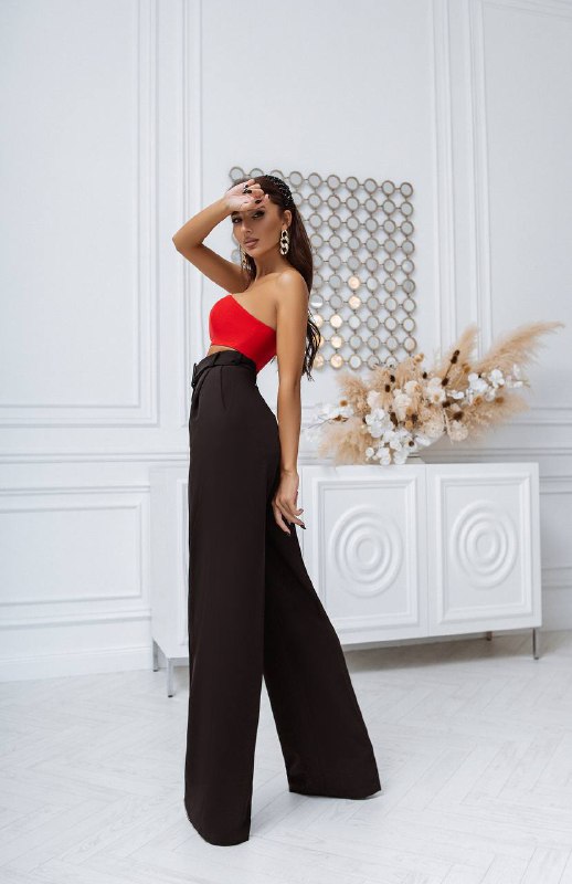 Palazzo High Rise Pants with Belt