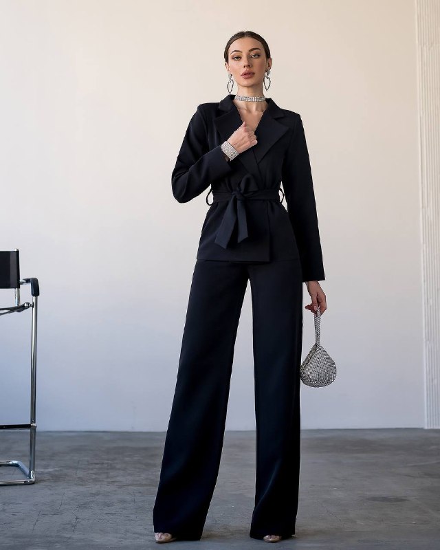 Belted Wide-Leg Suit 3-Piece
