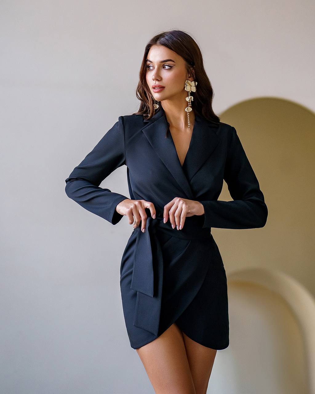 Wrap Long Sleeve Mini Dress