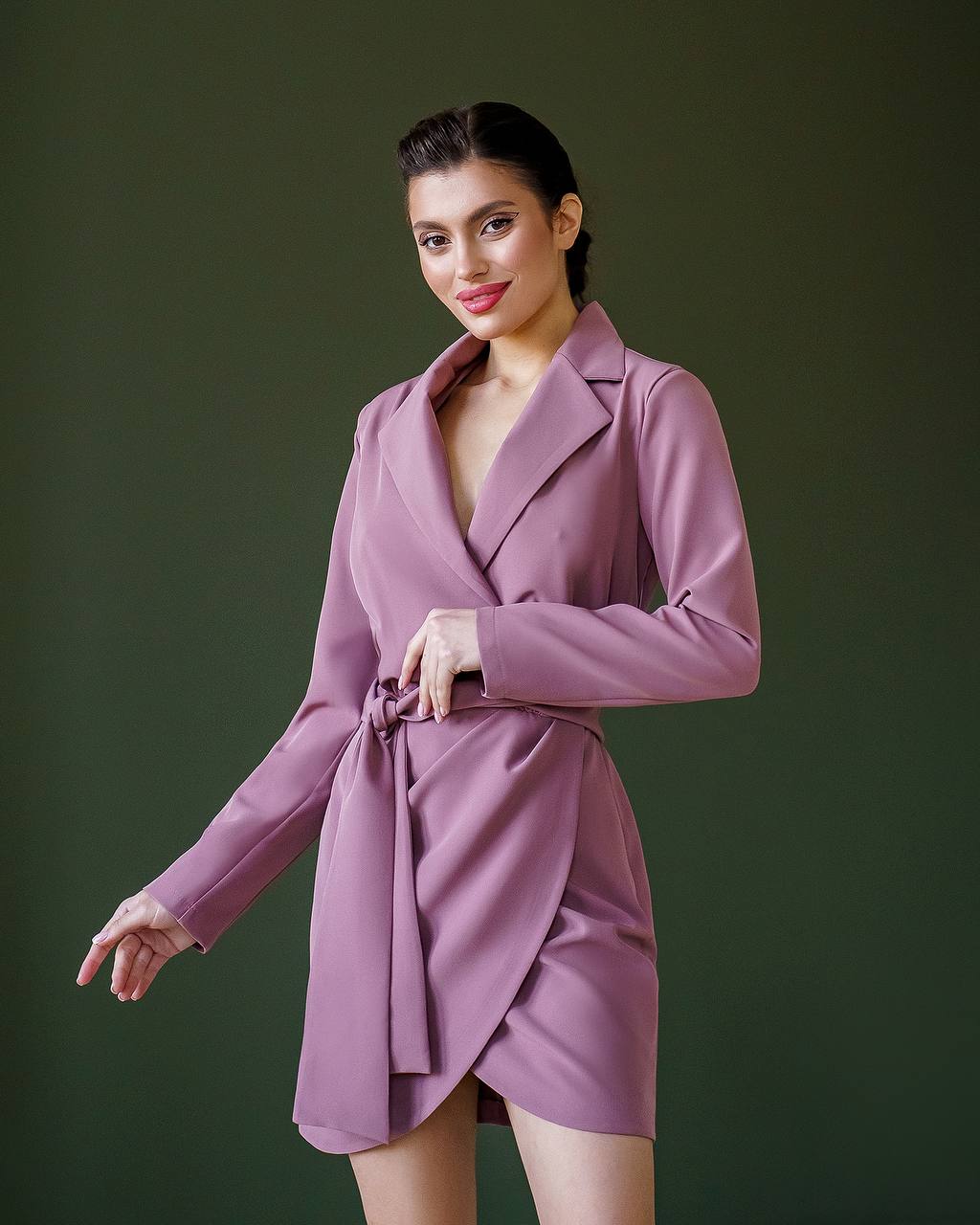 Wrap Long Sleeve Mini Dress