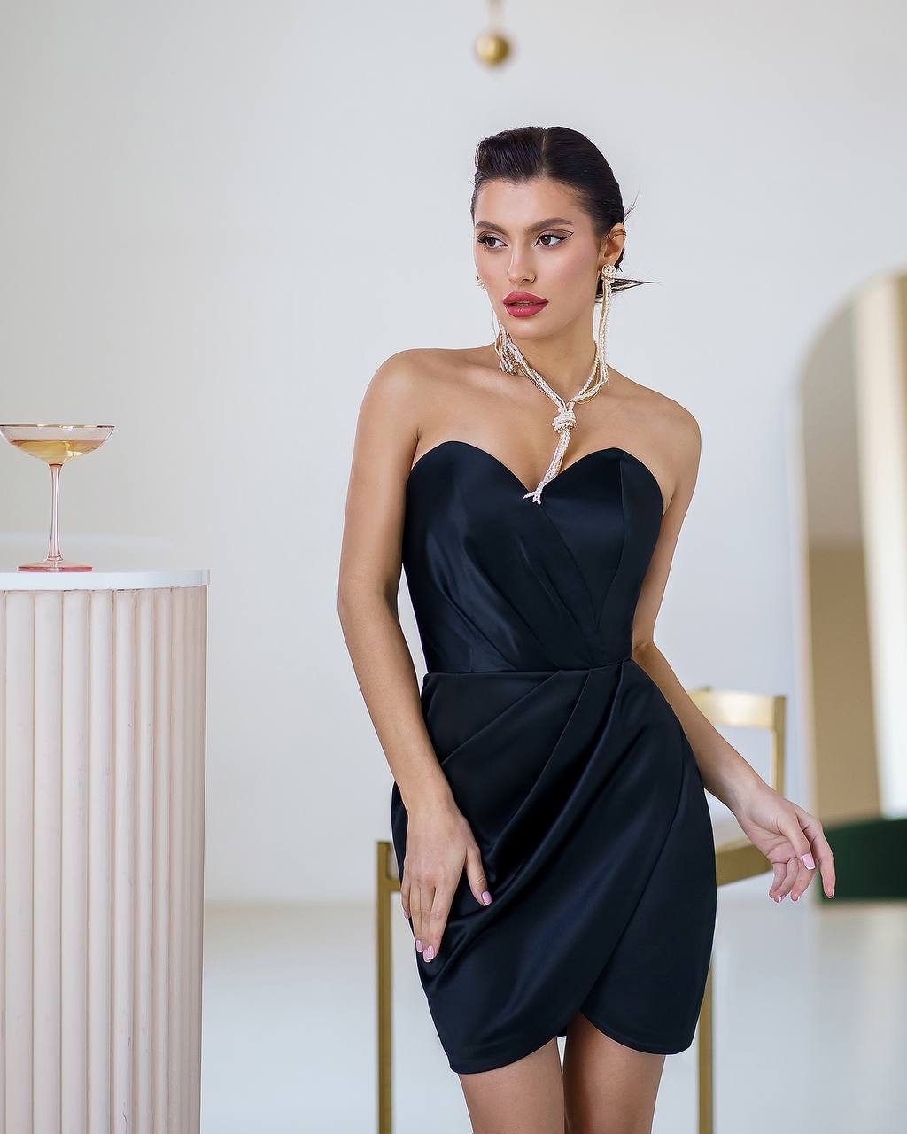 Satin Strapless Mini Dress