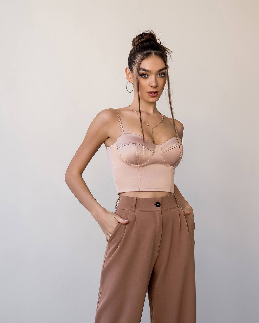 Satin Strappy Sweetheart Top