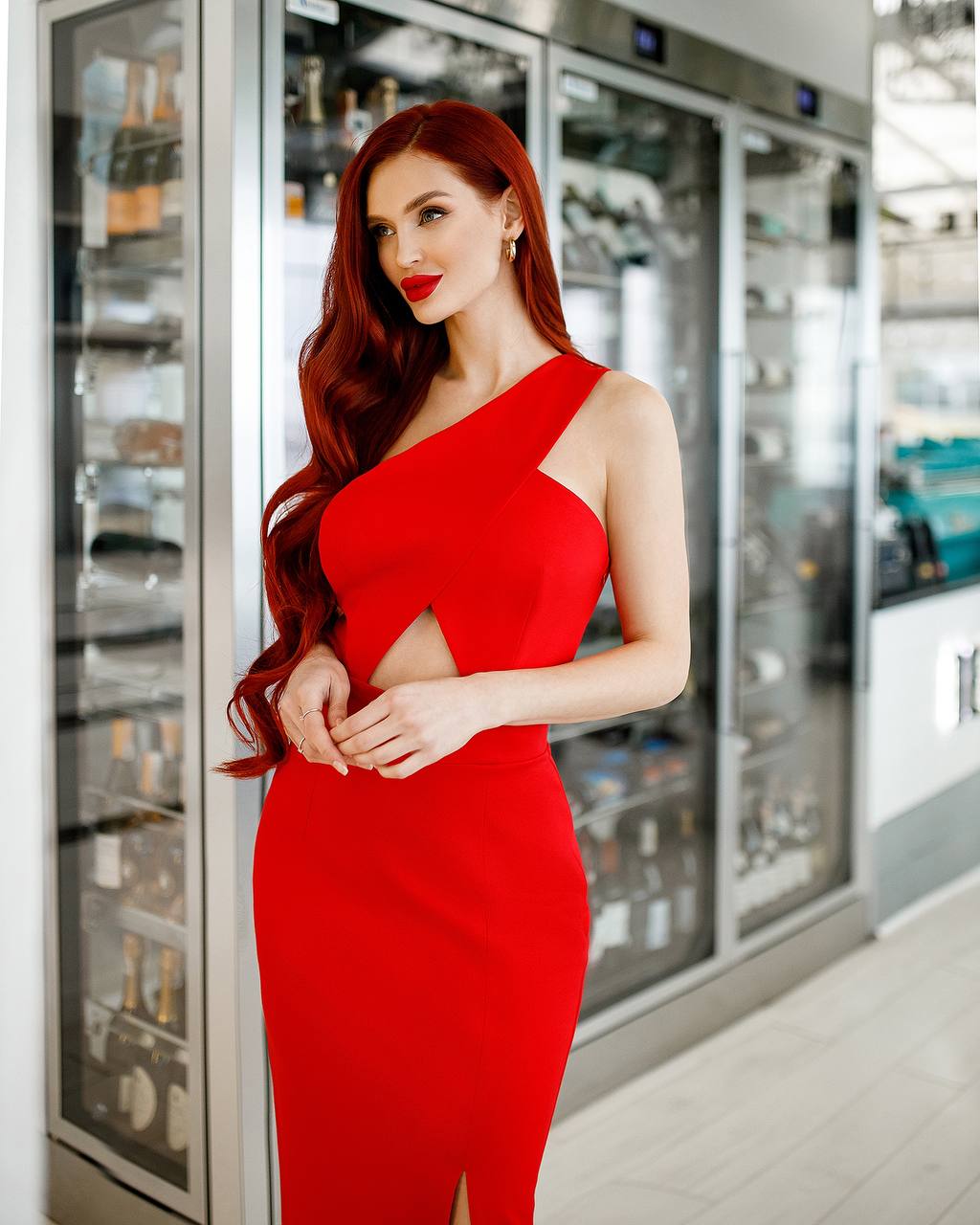 One-Shoulder Cut-Out Maxi Dress