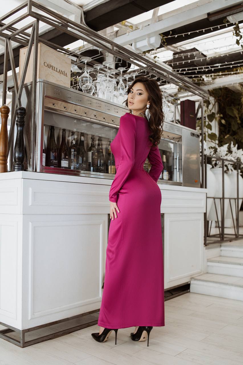 Satin Long Sleeve Maxi Dress