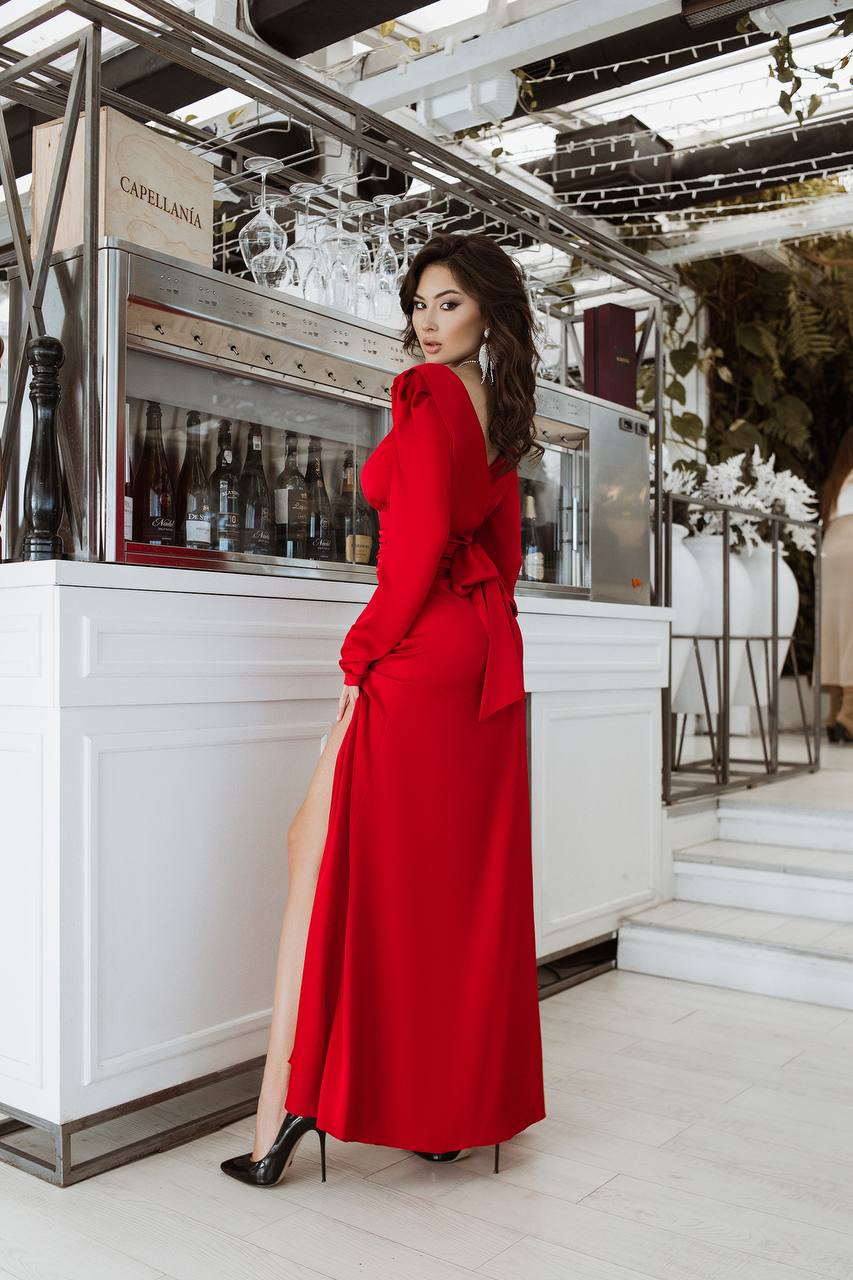 Puff Sleeve Belted Maxi Dress